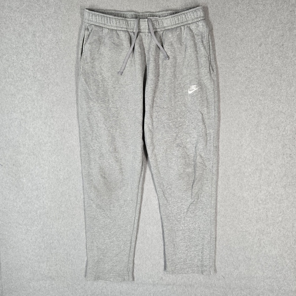 Nike Men Activewear Pants L Gray Sweatpants Fleece BV2707-063 Logo 27" Inseam